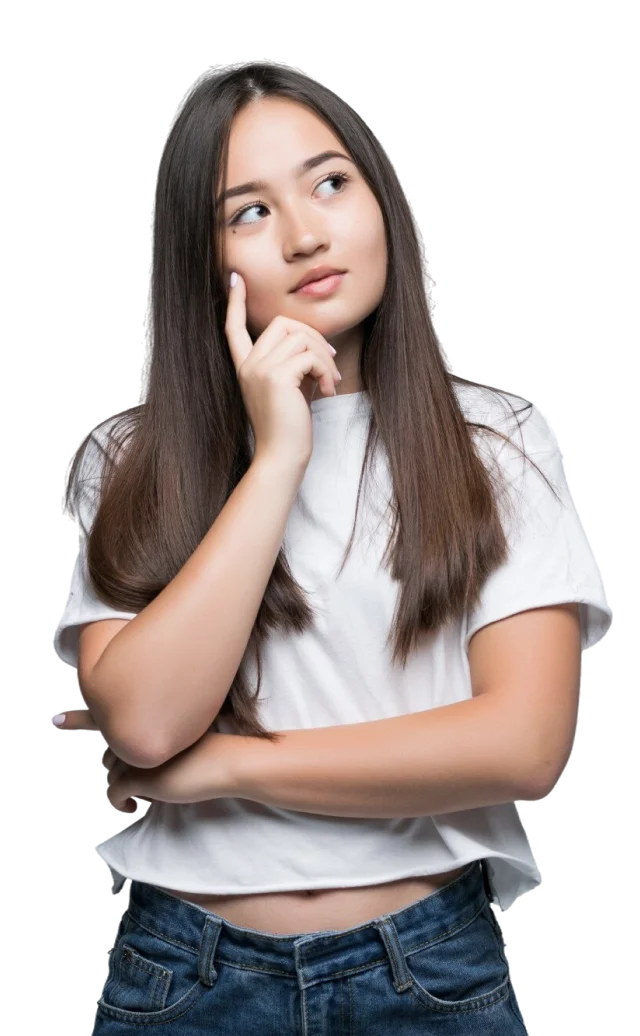 思考要點的女生